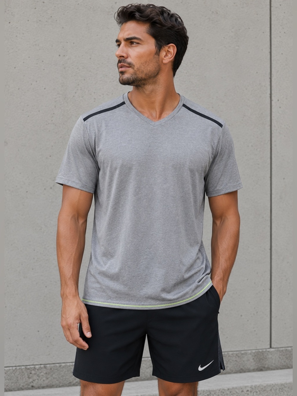 Nike Men's Gray Short Sleeve Tee Size L Activewear Workout Athleisure Running